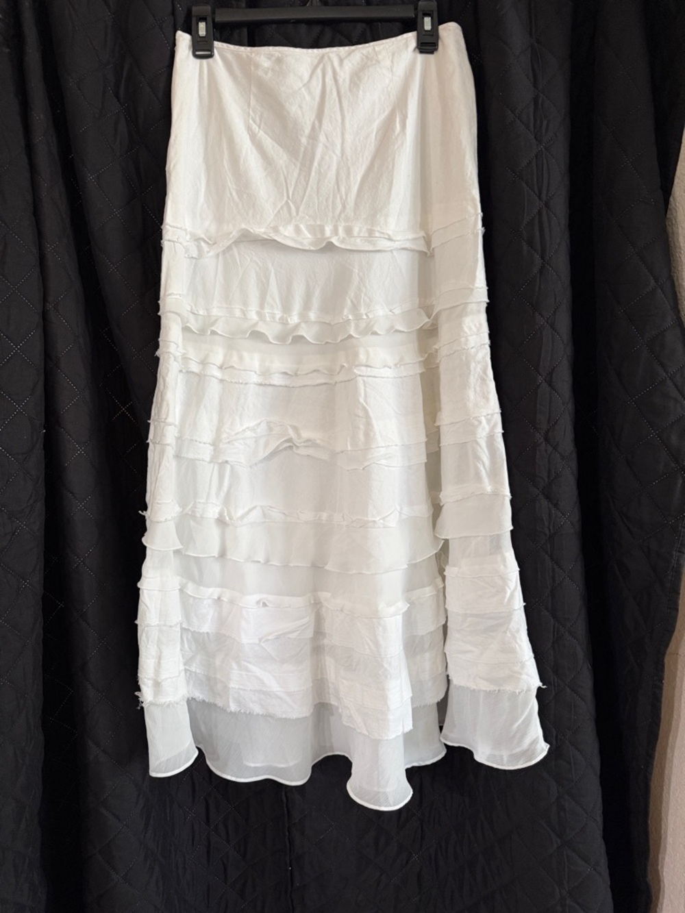 White House Black Market White Tiered Maxi Skirt
